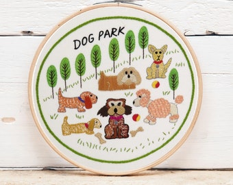 Hand Embroidery Pattern, dog design, PDF embroidery pattern, Embroidery Hoop Art. Dog Hand Embroidery design