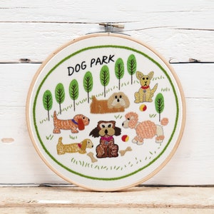 Hand Embroidery Pattern, dog design, PDF embroidery pattern, Embroidery Hoop Art. Dog Hand Embroidery design