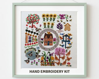 A Wonderful Life hand embroidery Kit, Pre printed embroidery fabric, hand embroidery kit with supplies, nature embroidery, beginner