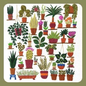 Hand Embroidery Pattern, Plantopia, PDF Embroidery Pattern, Embroidery Sampler, Plants Embroidery, Houseplant Hand Embroidery image 2