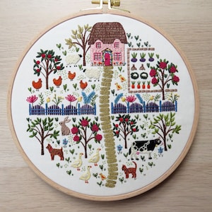 Hand Embroidery Pattern, The Homestead, PDF Embroidery Pattern, Embroidery Sampler, Garden Embroidery, Modern Embroidery