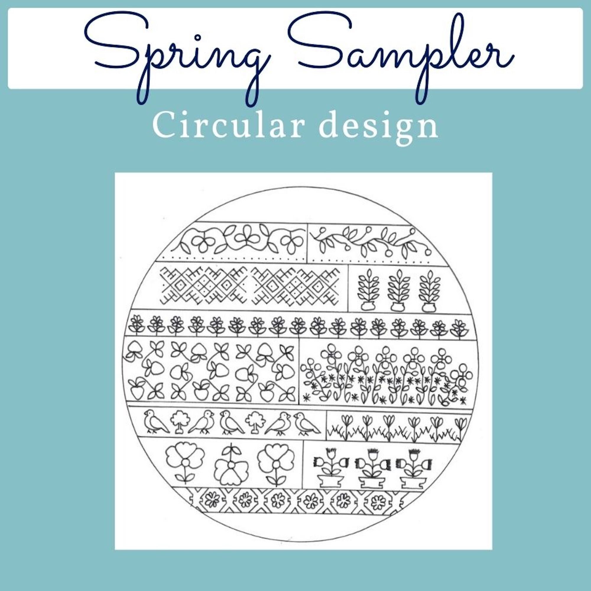 Spring Fabric Panel Patterns Spring Sampler, Pre Printed Fabric Panel, PDF Hand Embroidery Pattern ...
