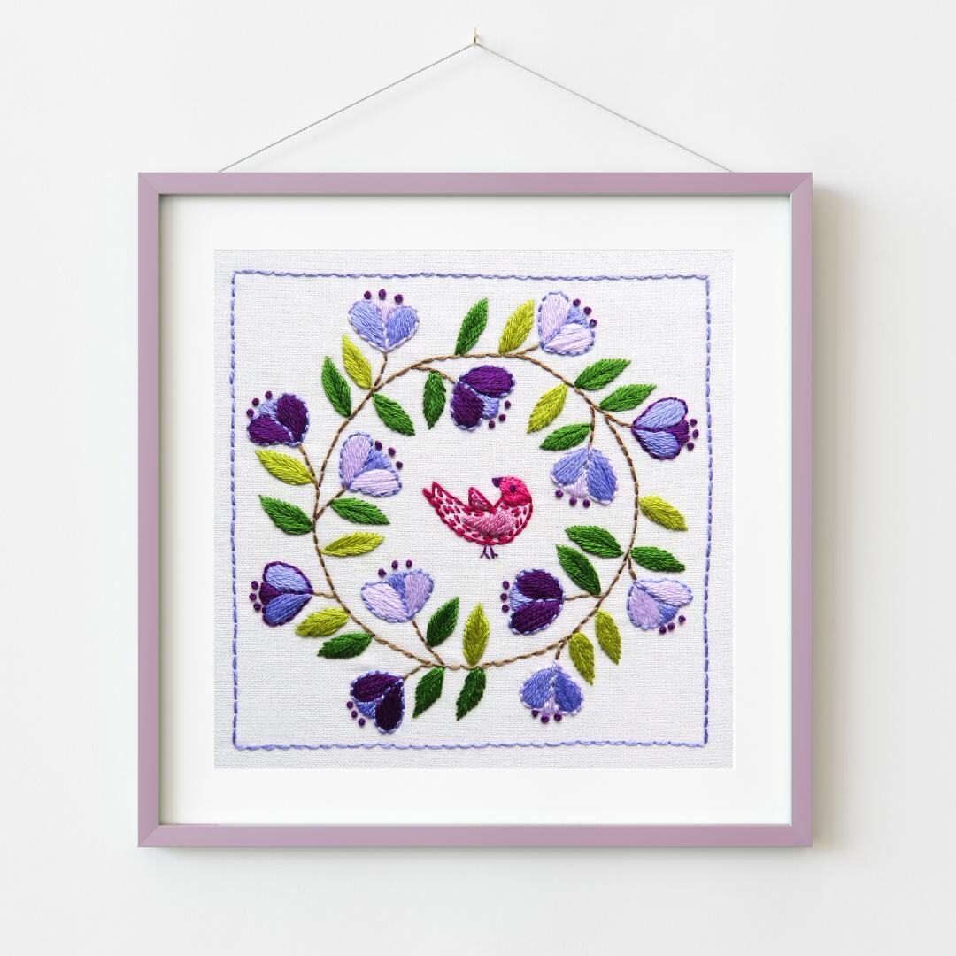 Bliss Patterns Botanical Bliss Design 4 Hand Embroidery Pre Printed Fabric and PDF ...