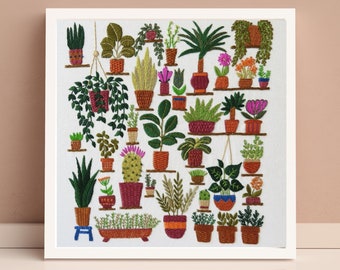 Hand Embroidery Pattern, Plantopia, PDF Embroidery Pattern, Embroidery Sampler, Plants Embroidery, Houseplant Hand Embroidery