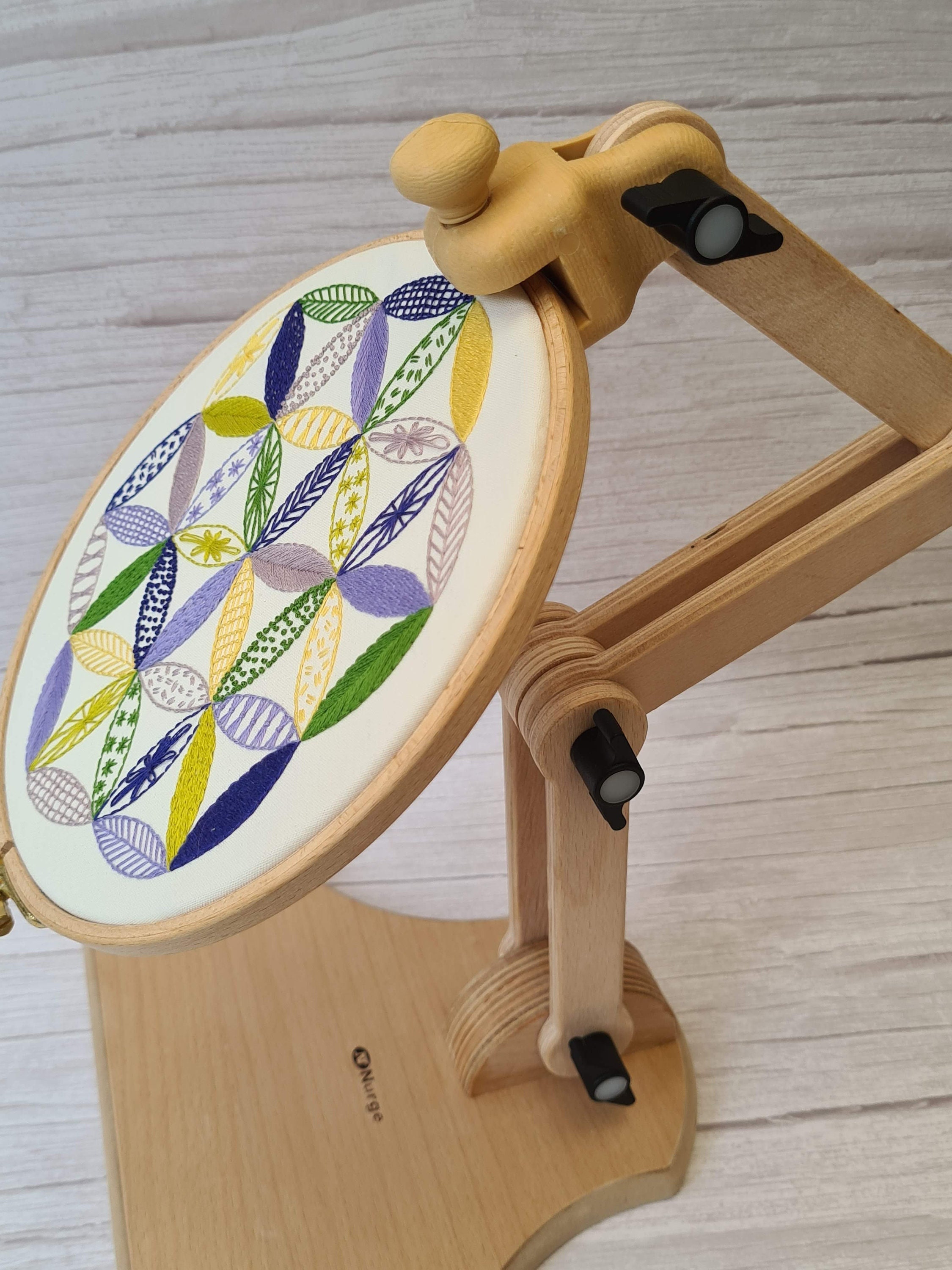 Nurge Adjustable Embroidery Seat Stand, high quality wood seat stand, hand  embroidery hoop frame, very versatile, easy to use