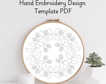 Handbroderimönster med jordgubbssvirvel i PDF-format | Broderimall för nybörjare och avancerade broderare | Långsam sömnad för handarbete