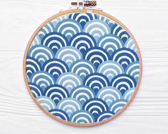 Hand Embroidery Pattern, Ocean Waves, PDF embroidery pattern, embroidery Hoop Art, beginner embroidery, hand embroidered