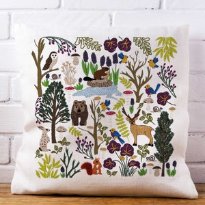 Hand Embroidery Pattern, Into the Forest, PDF Embroidery Pattern, Embroidery Sampler, Nature Embroidery, Forest Animals Hand Embroidery