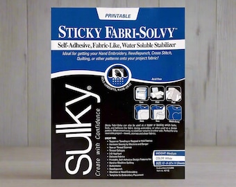 Sulky Sticky Fabri Solvy water soluble stabiliser. 1 sheet of Embroidery transfer paper, hand embroidery, stabiliser