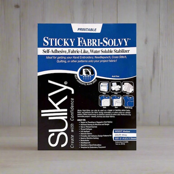 Sulky Sticky Fabri Solvy water soluble stabiliser. 1 sheet of Embroidery transfer paper, hand embroidery, stabiliser