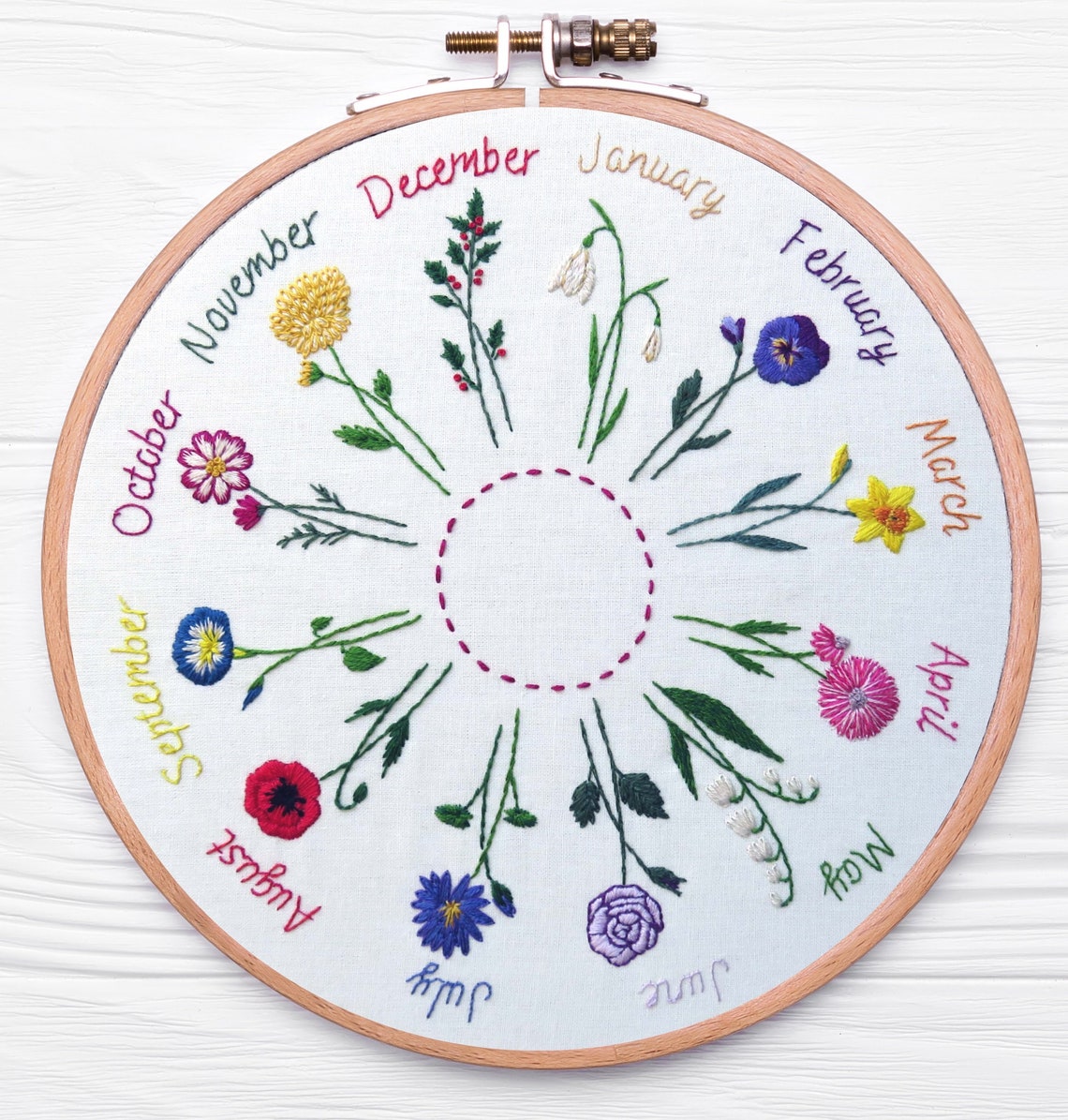 Year of Flowers Hand Embroidery Pattern Design, PDF Embroidery Pattern - Etsy