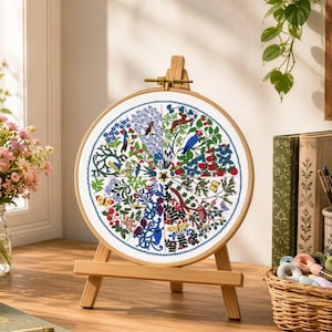 A Year Inspired by voysey, Pre Printed fabric for Hand Embroidery