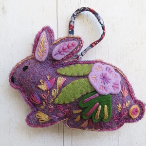 Hand Embroidery Felt Rabbit Pattern, Embroidery Pattern PDF, Bunny ...