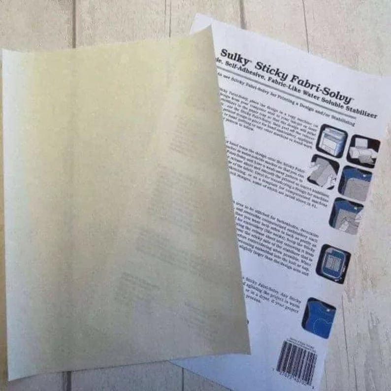 Sulky Sticky Fabri Solvy water soluble stabiliser. 1 sheet of Embroidery transfer paper, hand embroidery, stabiliser