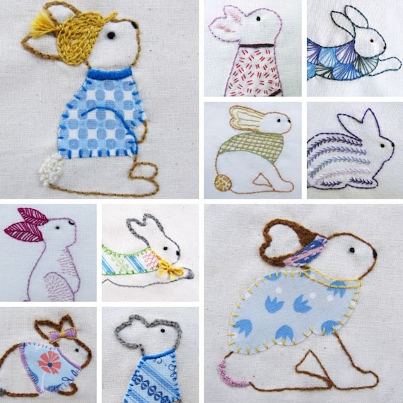 Hand Embroidery Pattern Rabbits Embroidery Pattern PDF Etsy Canada