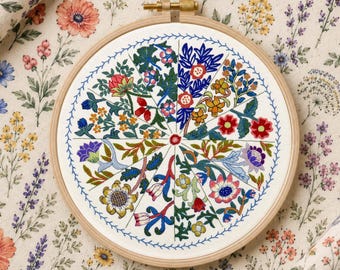 A Year Inspired by William Morris Hand embroidery PDF pattern
