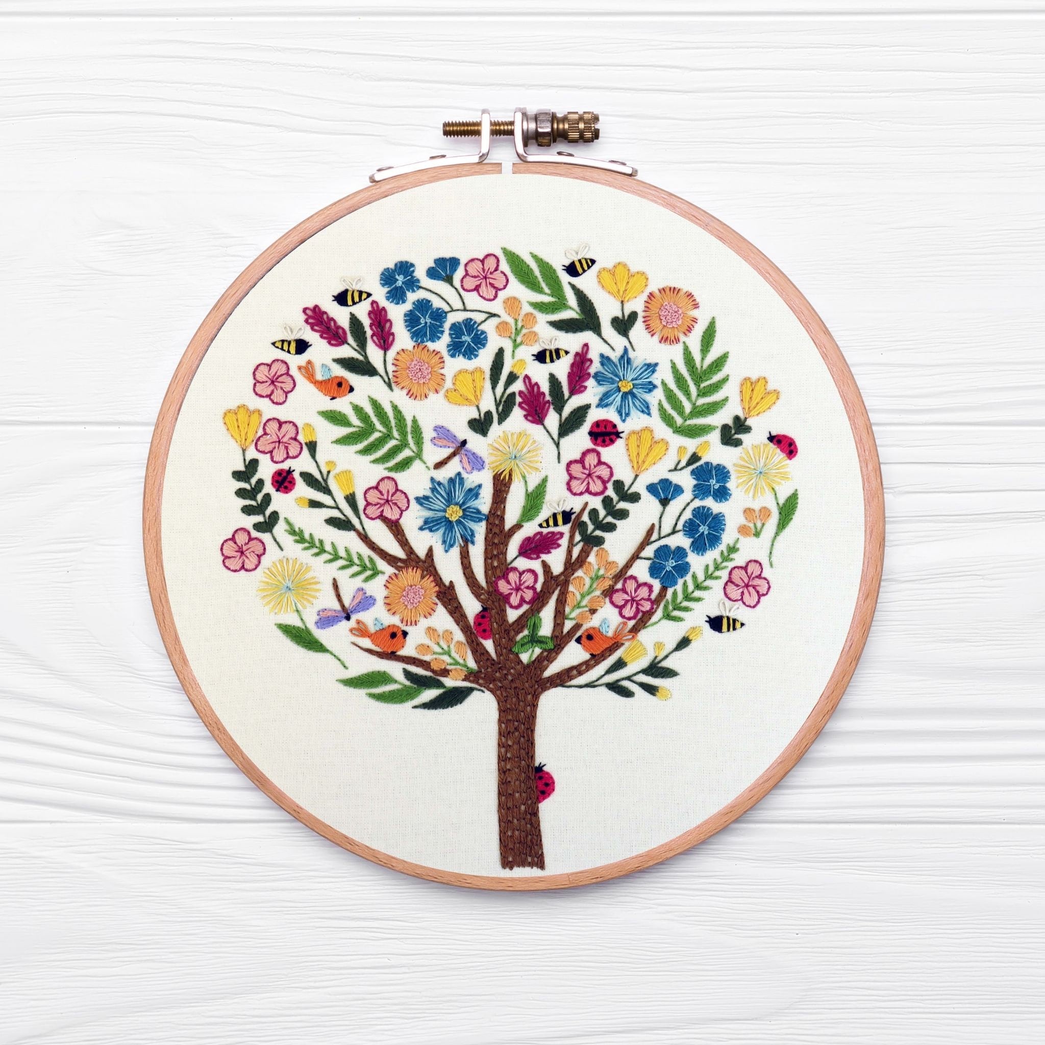 Hand Embroidery Pattern, Bugs in Bloom, Colorful Embroidery
