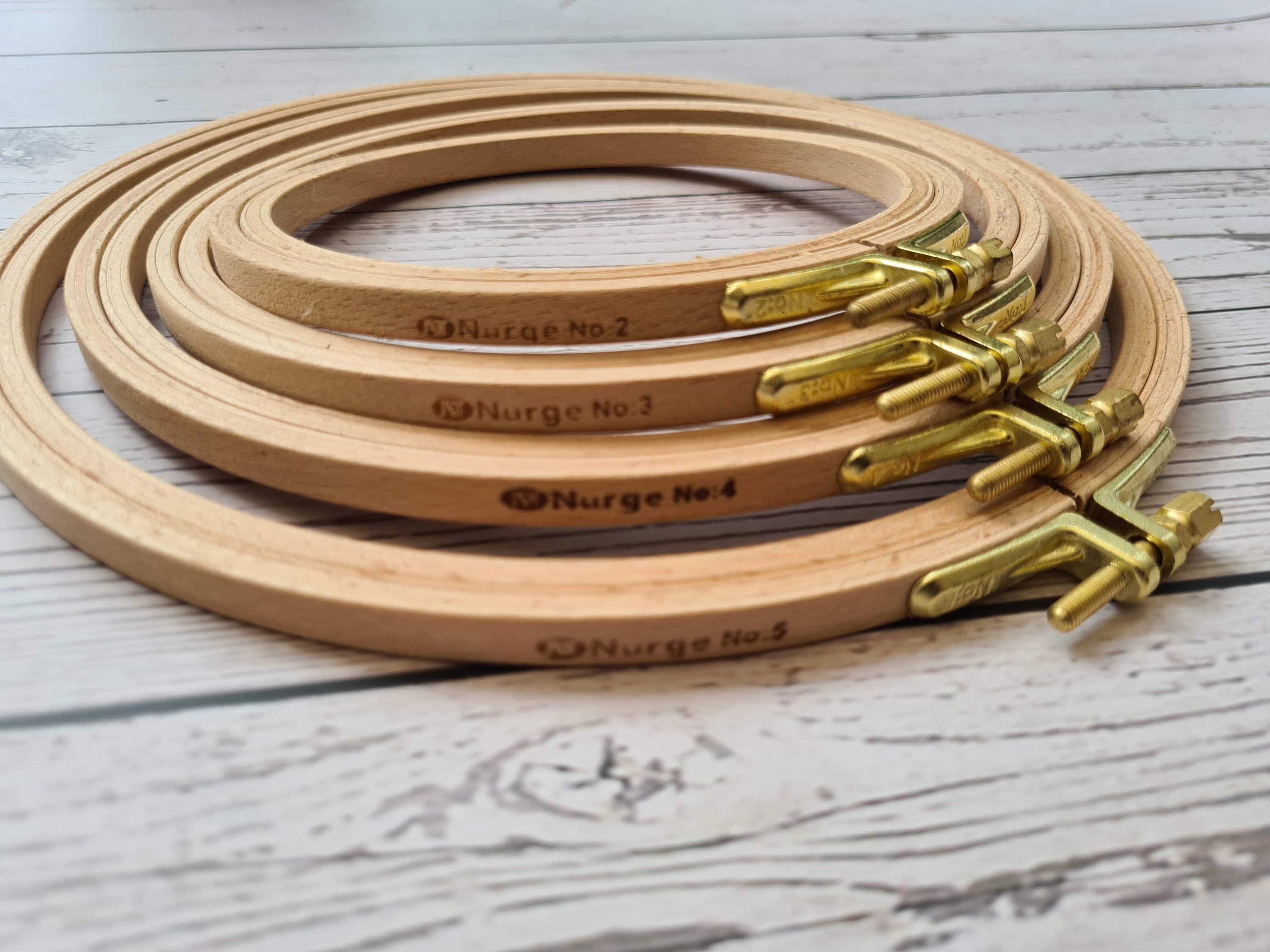 Nurge Premium Beech Wood Gold Clasp Quilting Hoop 8 Inches/22cm Diameter -  16mm Thick