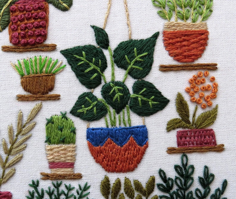 Hand Embroidery Pattern, Plantopia, PDF Embroidery Pattern, Embroidery Sampler, Plants Embroidery, Houseplant Hand Embroidery image 7