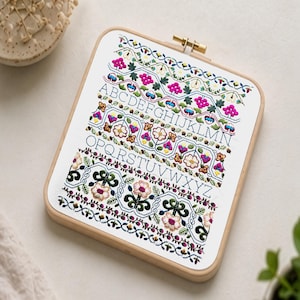 Hand Embroidery Pattern, 18th Century Sampler, PDF Embroidery Pattern, Embroidery Sampler, band sampler