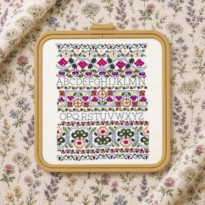 Hand Embroidery Pattern, 18th Century Sampler, PDF Embroidery Pattern, Embroidery Sampler, band sampler