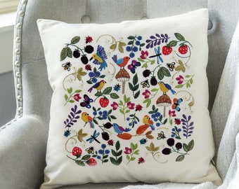 Hand Embroidery Pattern, Birds, Bugs & Berries, PDF Embroidery Pattern, Embroidery Sampler, nature embroidery, spring embroidery pattern