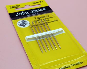 John James Tapisserie Nadeln Größe 22, Sticknadeln für Handnähen, Bastelbedarf, langlebige Nähnadeln
