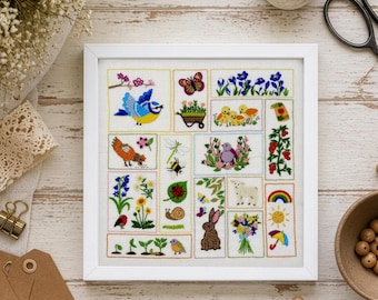 Spring Splendor Hand Stickmuster, PDF Stickmuster, Stickmuster, Naturstickerei, moderne Stickerei
