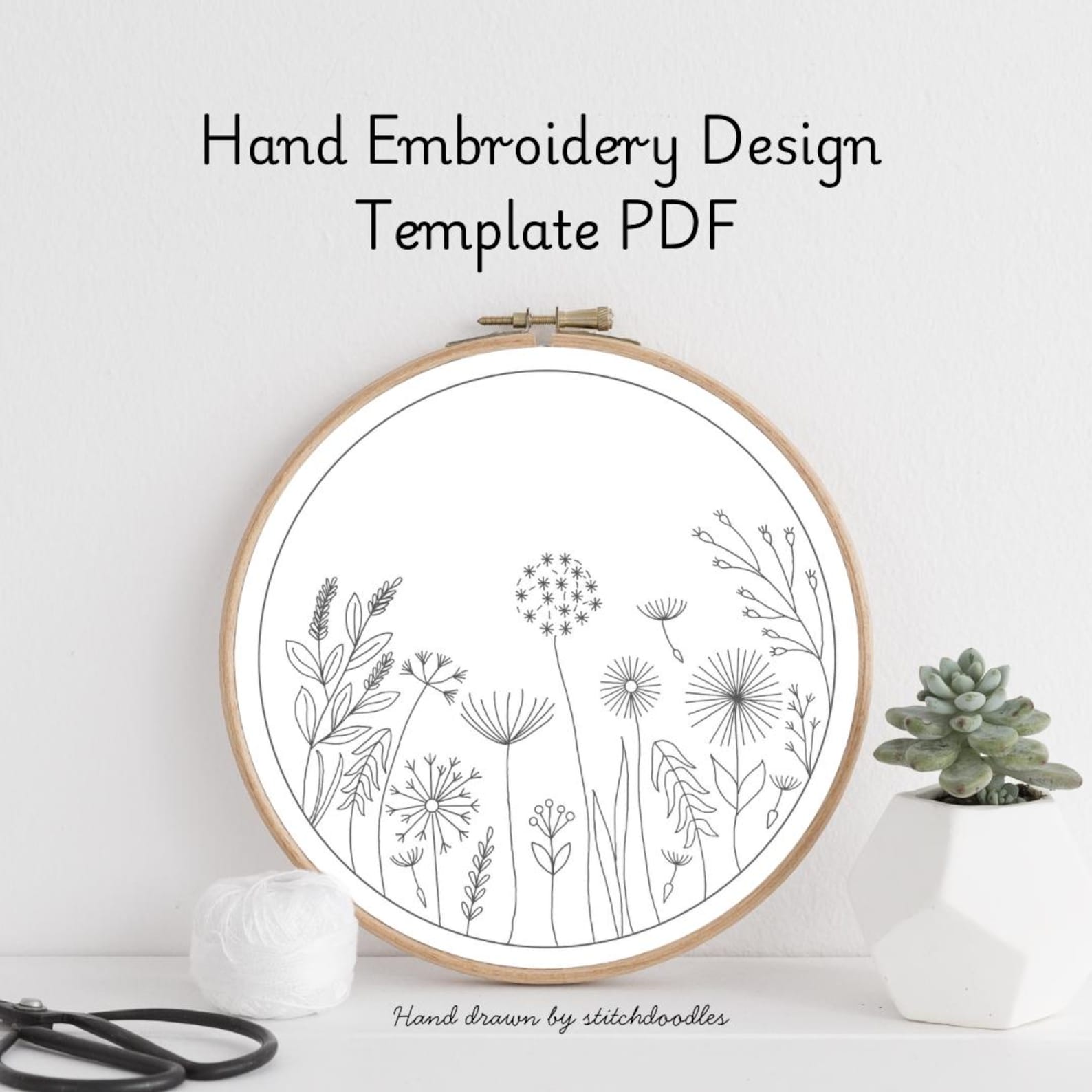 Wildflowers Hand Embroidery PDF Template - Etsy