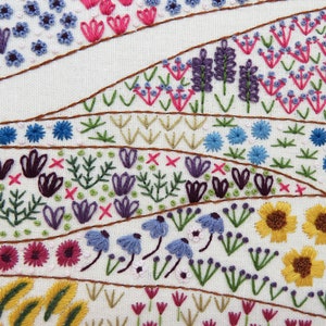 Flower Meadow Cottage hand embroidery needlework pattern