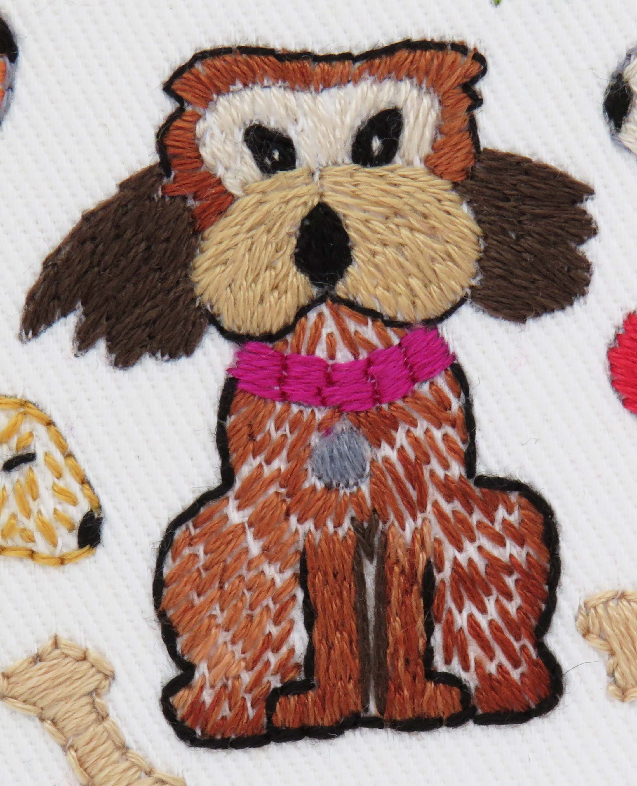 Hand Embroidery dog Pattern pre printed Fabric Hand | Etsy