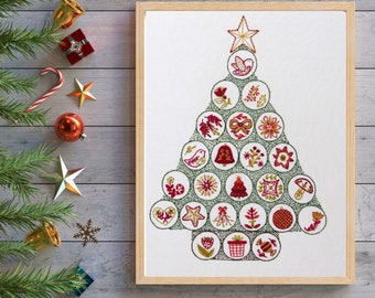 Folk Christmas Tree Hand Embroidery Kit