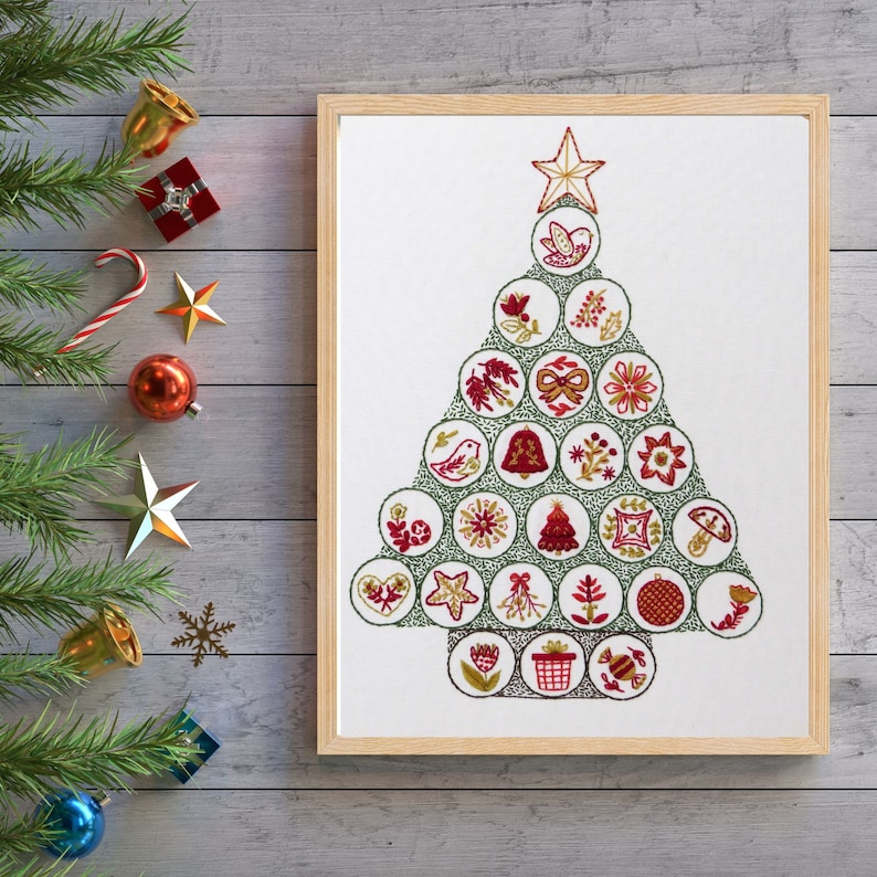 Christmas Folk Tree Hand Embroidery Kit – StitchDoodles
