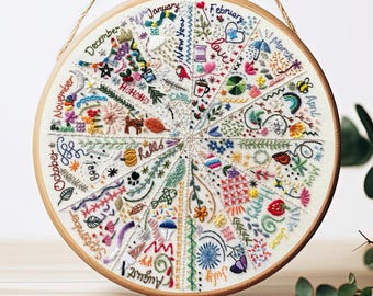 A Year of Doodles Pre Printed Embroidery Fabric for hand embroidery