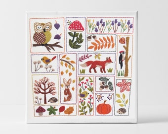 Hand embroidery pattern, Autumn Splendour, PDF Embroidery Pattern, Embroidery Sampler, nature embroidery, modern embroidery, wildlife