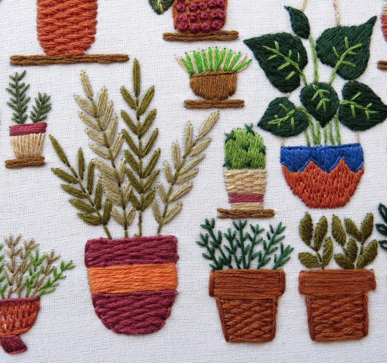 Hand Embroidery Pattern, Plantopia, PDF Embroidery Pattern, Embroidery Sampler, Plants Embroidery, Houseplant Hand Embroidery image 6