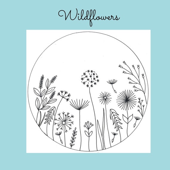 Hand Embroidery Pattern Design Wildflowers Pdf Pattern Etsy