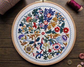 Un anno ispirato a William Morris - Schema di ricamo a mano in PDF
