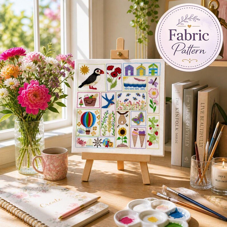 Summer Splendour Hand Embroidery Pre Printed Fabric Panel PLUS PDF ...