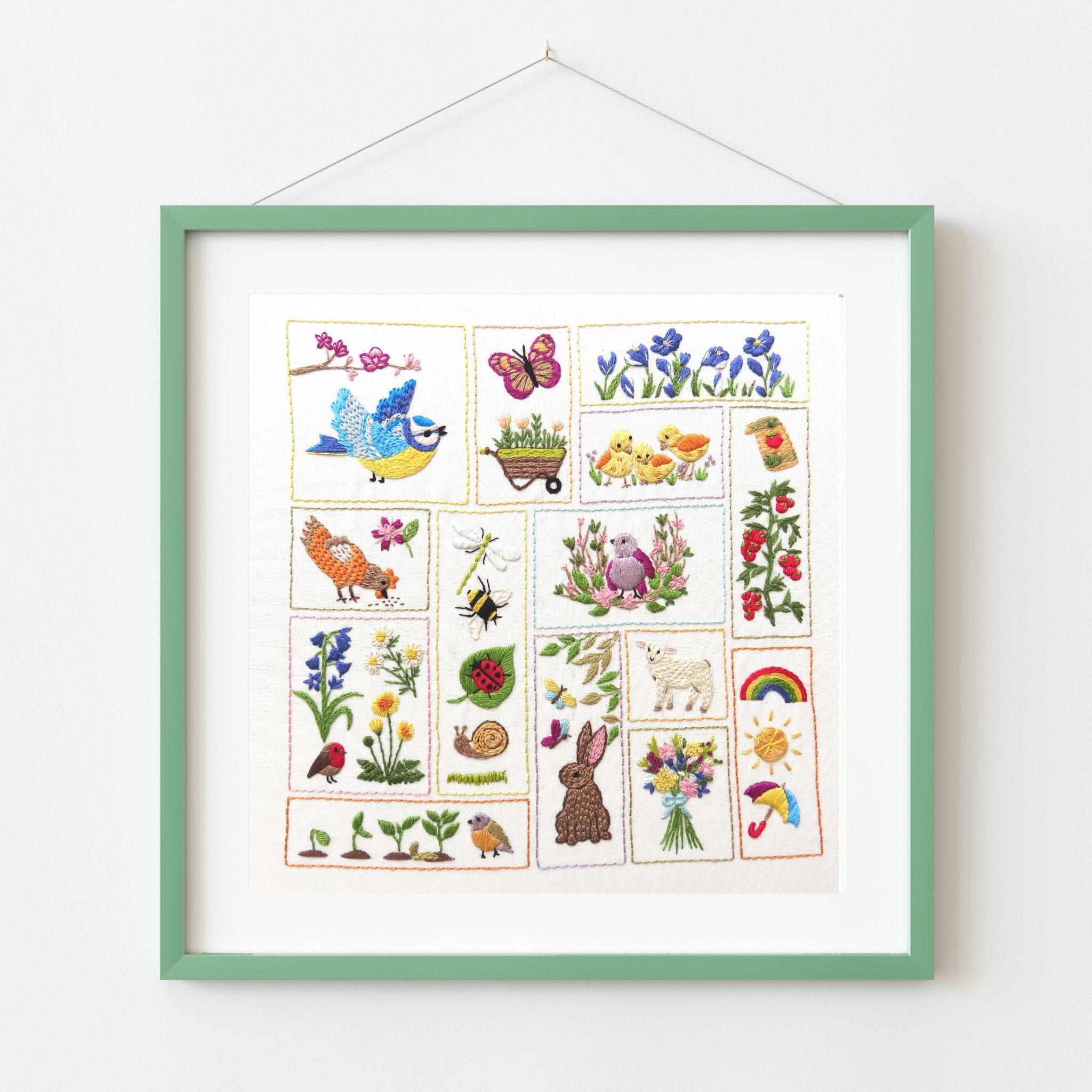 Spring Fabric Panel Patterns Spring Splendour, Pre Printed Fabric Panel, Spring Hand Embroidery ...
