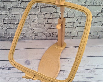 Soporte para asiento de bordado Elbesee, base de madera de haya/abedul de alta calidad con accesorios de madera pulida, bastidor para aro de bordado a mano.