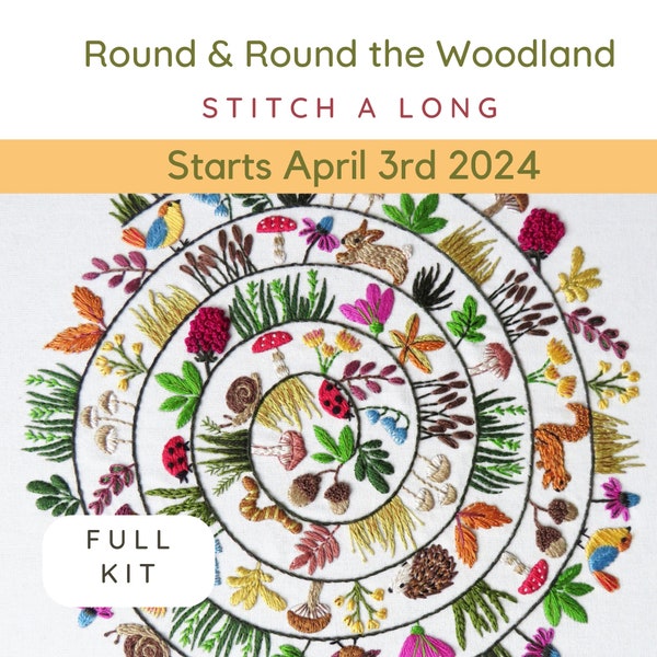 Round & Round the Woodland hand embroidery kit for the Stitch A Long