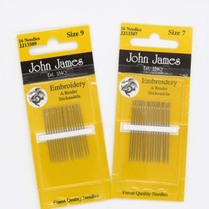 John James Hand Embroidery Needles, Embroidery Needles,  hand embroidery supplies, choose your size