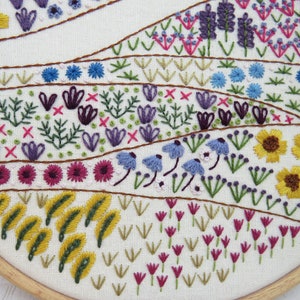 Flower Meadow Cottage hand embroidery needlework pattern