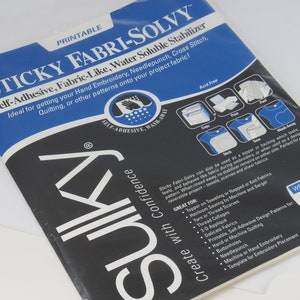 Sulky Sticky Fabri Solvy Water Soluble Stabiliser. 1 Sheet of