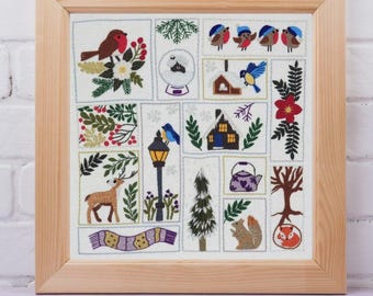 Winter Splendour Hand Embroidery Pattern Design, PDF Embroidery pattern