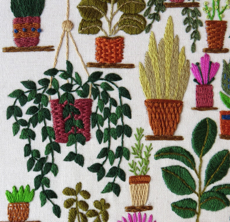 Hand Embroidery Pattern, Plantopia, PDF Embroidery Pattern, Embroidery Sampler, Plants Embroidery, Houseplant Hand Embroidery image 8