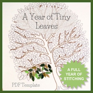 Plantilla de bordado en PDF "Un año de hojas diminutas", bordado a mano de hojas, bordado para principiantes