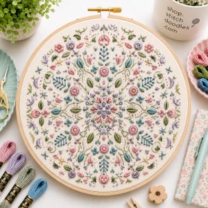 Flowing Florals Hand Embroidery PDF Template