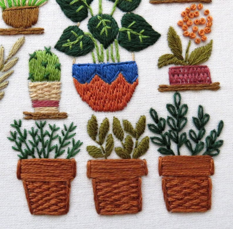 Hand Embroidery Pattern, Plantopia, PDF Embroidery Pattern, Embroidery Sampler, Plants Embroidery, Houseplant Hand Embroidery image 4